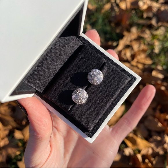 Natural Diamond Cluster Post Earrings 925 Sterling Silver Classic Forever Style - Picture 1 of 7